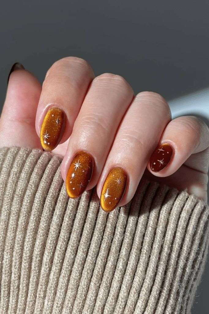Yellow-cateye-nails-for-fall