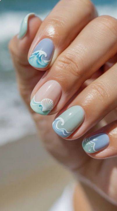 Beach-wave-nail-designs-for-summer