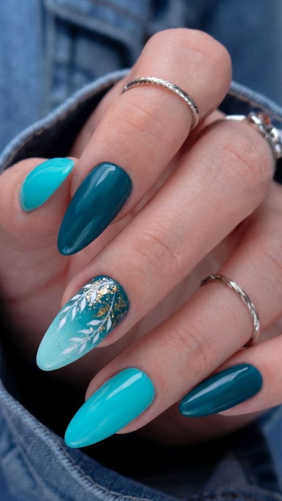 Beautiful-Teal-summer-nail-ideas