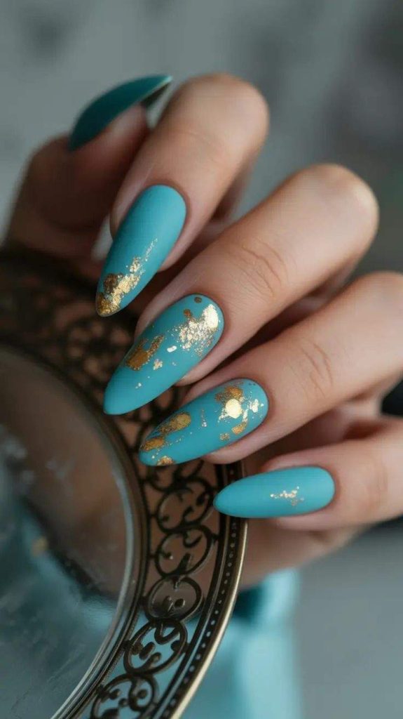 Beautiful-Teal-summer-nail-ideas