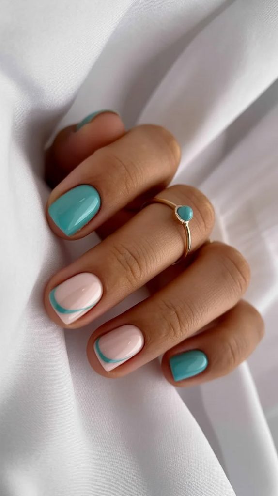 Teal-summer-party-nail-ideas